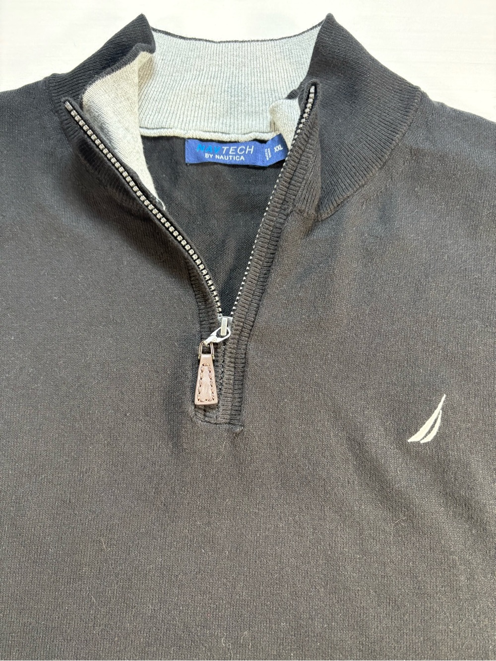 by Nautica Mens XXL Black 1/4 Zip Pullover Sweater Embroidered Logo